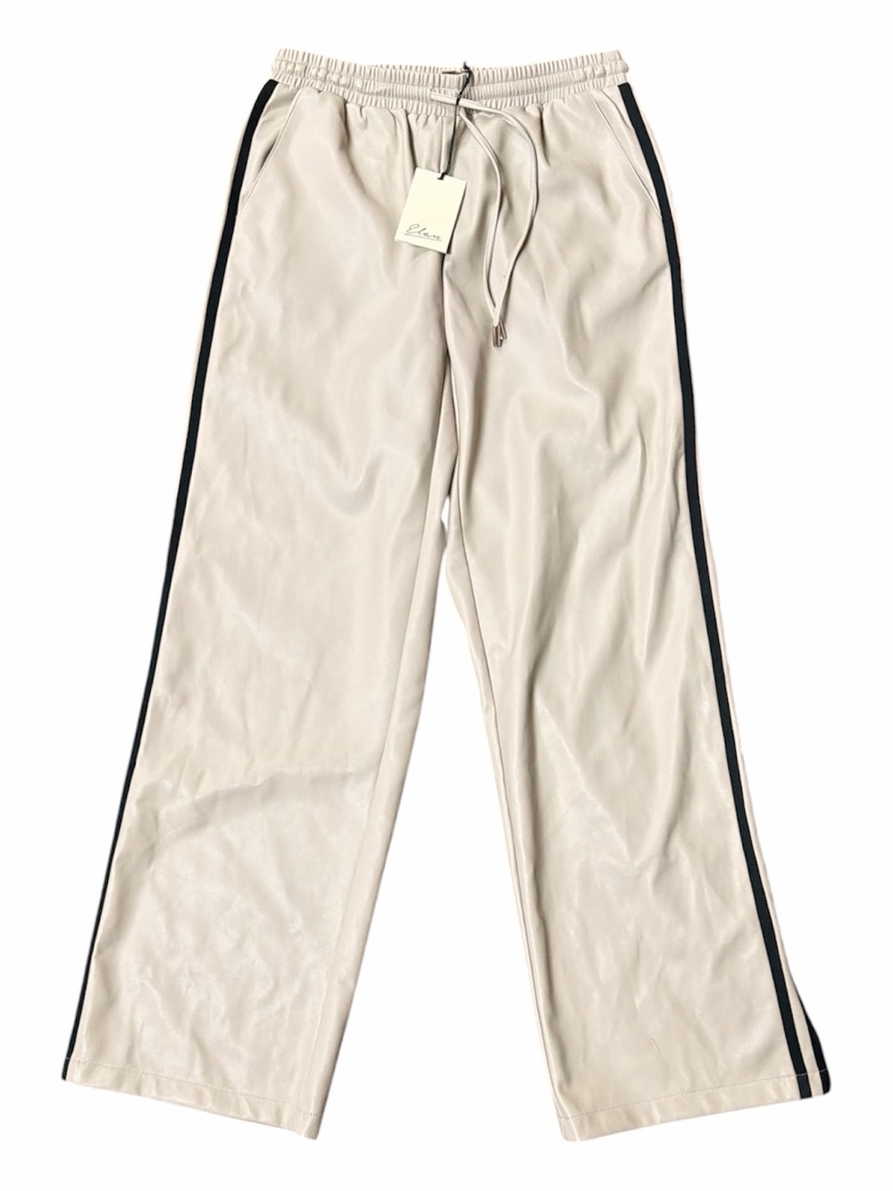 Elan NWT Foxie Cream Track Pants with Black Side Stripes SUPER SOFT